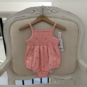 🩰 Baby 18 Mth Smocked Floral Bubble Onesie Swimsuit SPF 50 NWT by Oshkosh